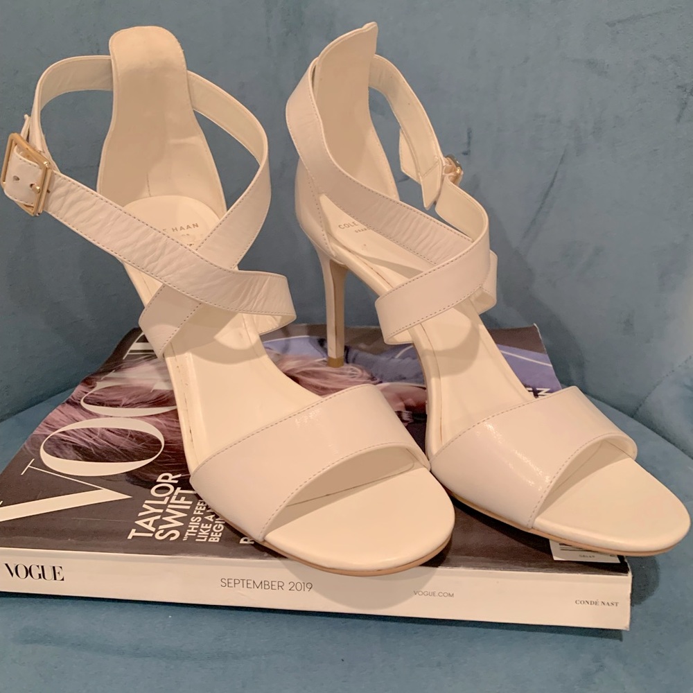 Cole Haan 3.5 inch stiletto heel, front crossover strap, size 9.5